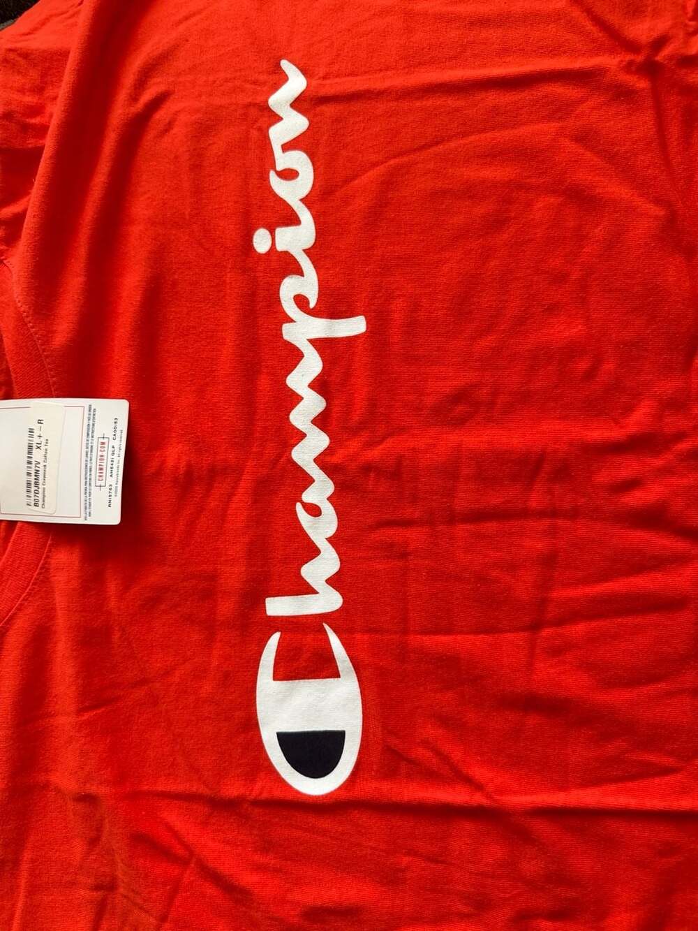 Champion Crewneck Cotton Tee Orange Script Logo T-Shirt XL - Picture 2 of 6